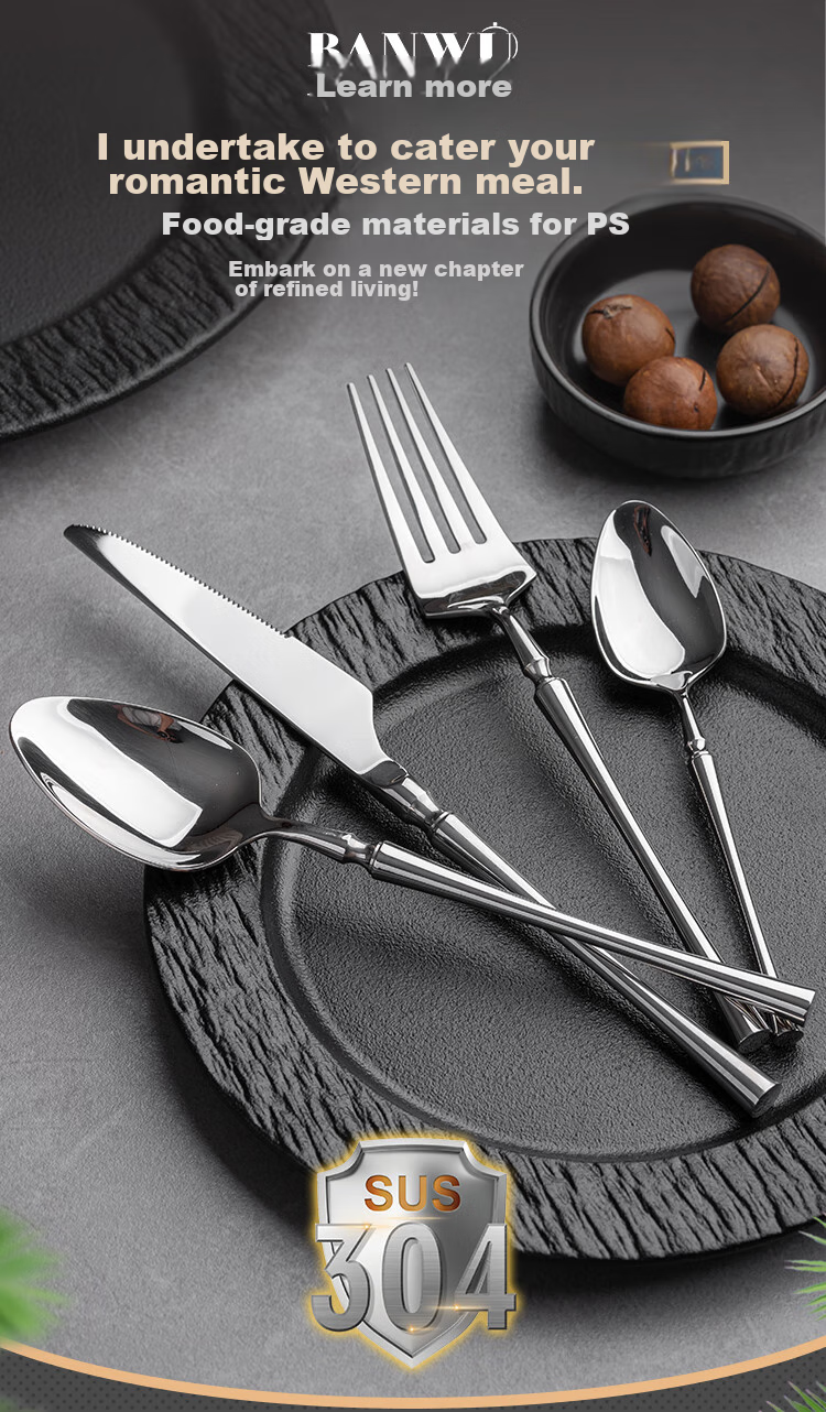 Banwushenghuo 304 Stainless Steel Steak Knife And Fork Set, Luxury High-End Western Cutlery, Steak Knife Fork Spoon Set for Home Use 2