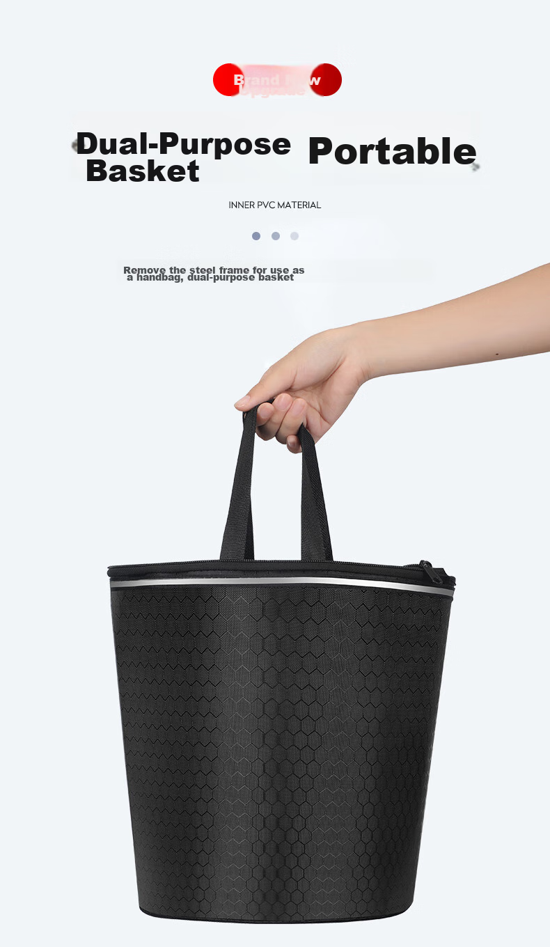 Move Iron Bicycle Front Basket, Electric Bike Front-Mounted Hanging Basket, Universal Folding Waterproof Bicycle Basket, Upgraded Wear-Resistant Long Versio 15