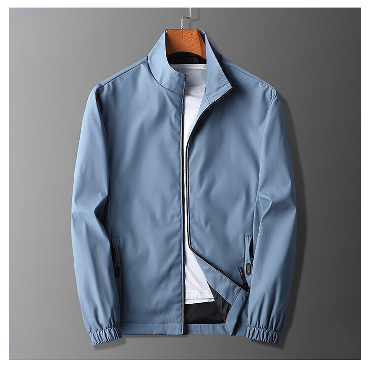 TUCANO Men's Jacket, Business Casual Solid Color Stand Collar, Fashionable Trendy Outerwear for Young And Middle-Aged Men, Black, 4XL 10