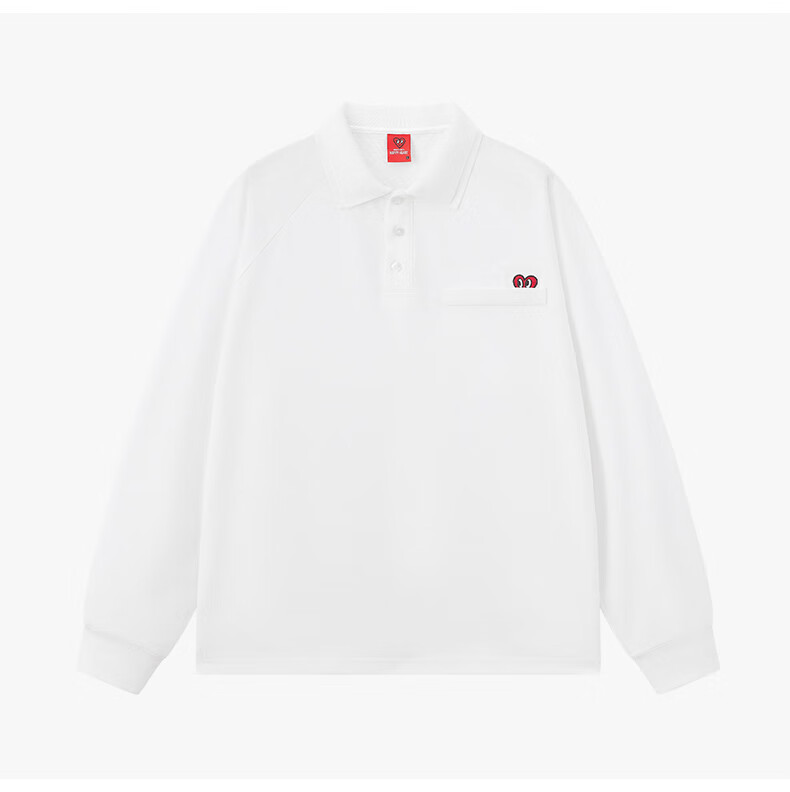 Charles Peach Heart Vintage Polo Shirt Unisex Autumn Trendy Loose Fit Classic Collar Solid Color Couple Long Sleeve Light Heather Gray XS 10