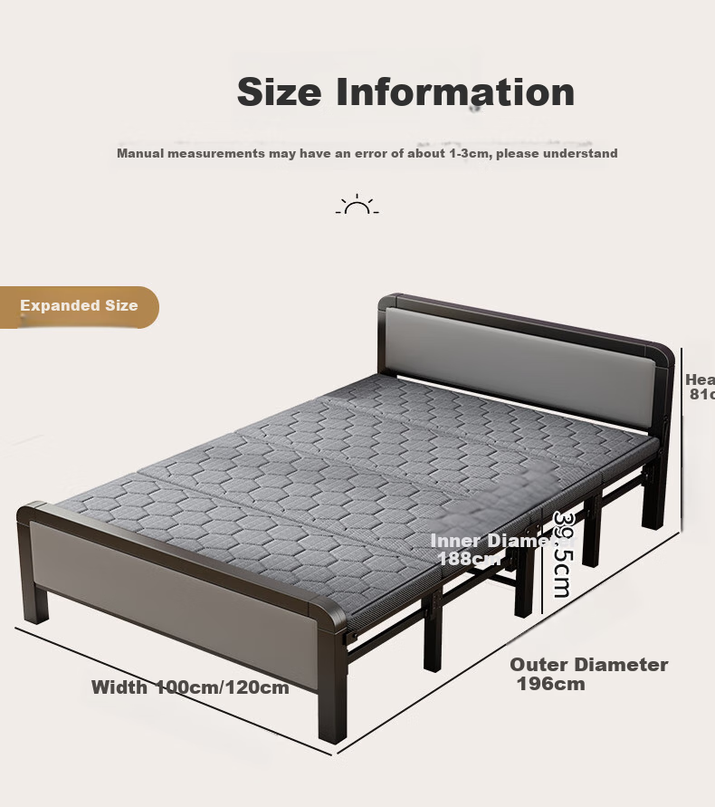 Chibailun (No Installation Required) Folding Bed, Single Nap Bed for Office, Simple Home Bed, Hospital Accompanying Care Hard Board Bed 9
