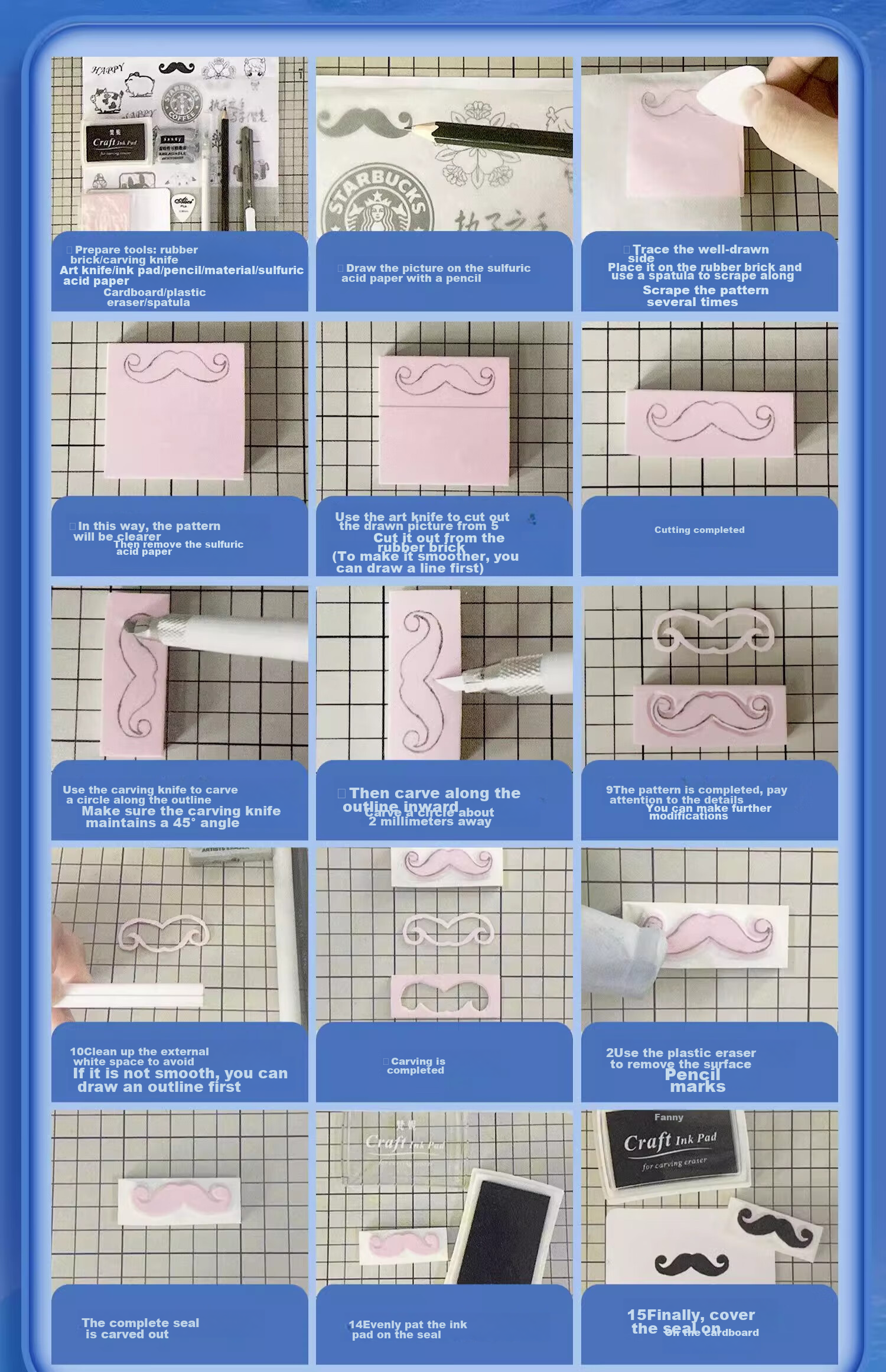 Mingyu Doraemon Official, Three-Layer Sandwich Peel-Off Sticker Set, Children's Student Handmade Gift, Engraved Rubber Brick, 10-Piece Set, DIY Craft Material Kit, Stationery 9