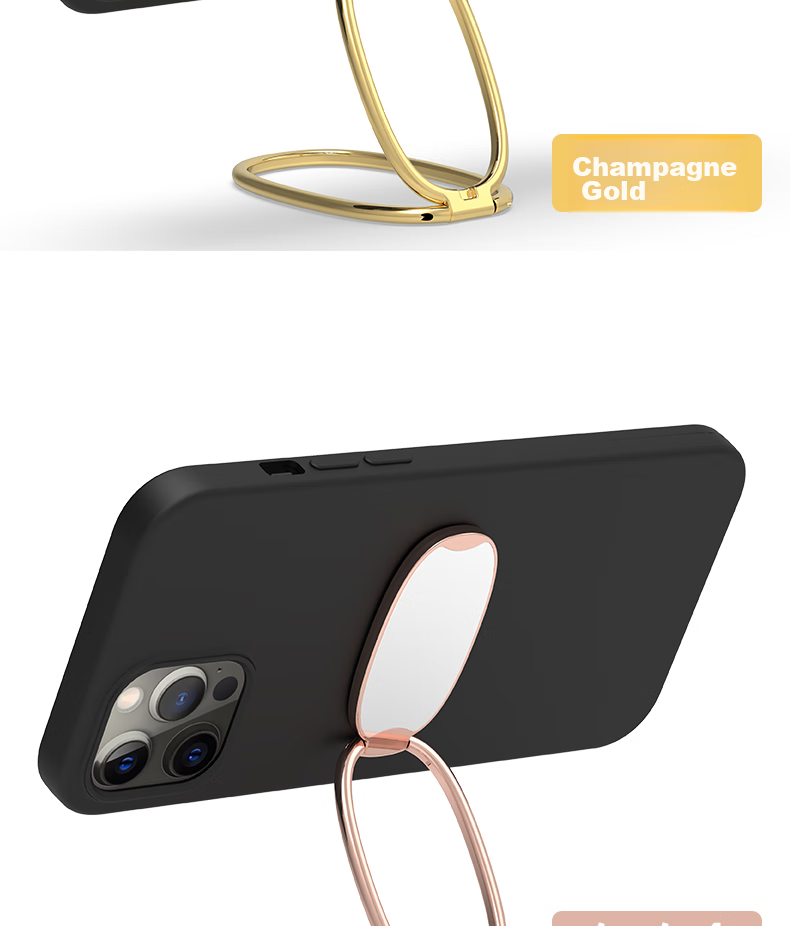 ESCASE Phone Stand, Foldable Metal Ring Clip, Adhesive Portable Lazy Support Bracket, Adjustable, Suitable for Samsung/OPPO/Honor Etc., Rose Gold, MDF-02 11