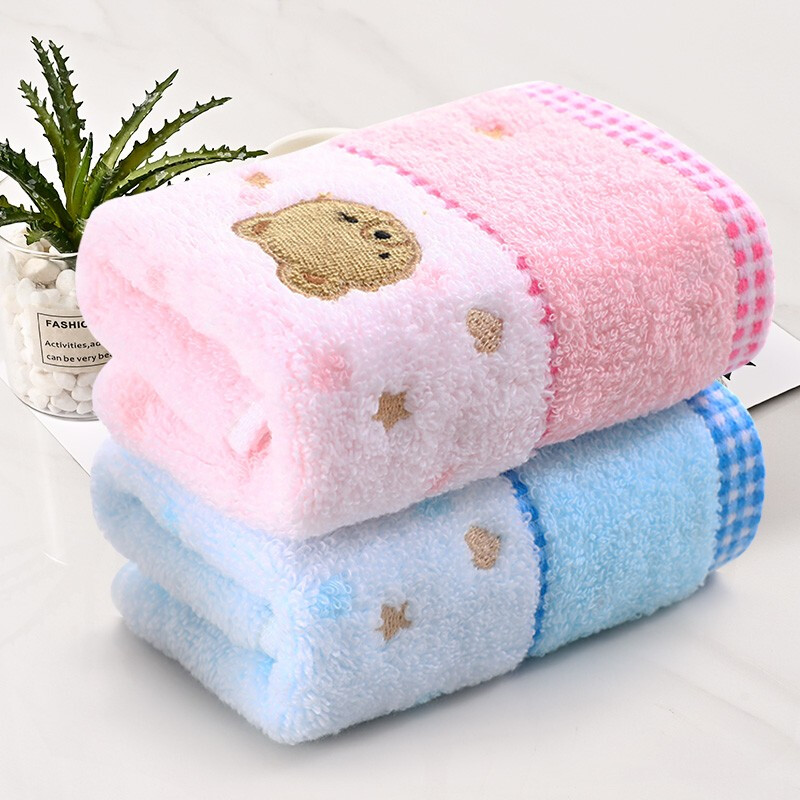 KING SHORE Towel And Bedding, Class A Pure Cotton, Thickened Striped Hand Towel, Absorbent Face Towel, Red + Blue, 2 Pieces