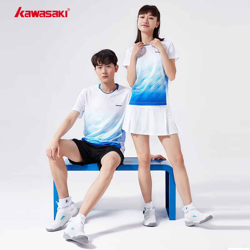 KAWASAKI Clearance Sale Professional Badminton Shirt Women's Sports Short-Sleeve T-Shirt Quick-Dry K2013 White S
