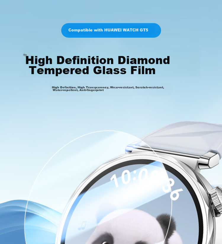 ESCASE [Three-Piece Deluxe Set] Huawei Watch GT5 Tempered Glass Screen Protector, Full Coverage, HD Clear, Shatterproof, Fingerprint-Resistant Protective Film for Watch Face, 41MM 1