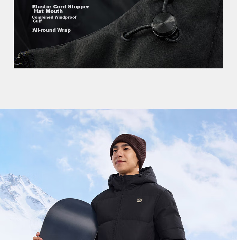PEAK Yuxue down Jacket, Spring Season, Triple Protection Technology, Short Style, Men's Duck Down, Windproof, Warm Sports Coat, DF544121 14