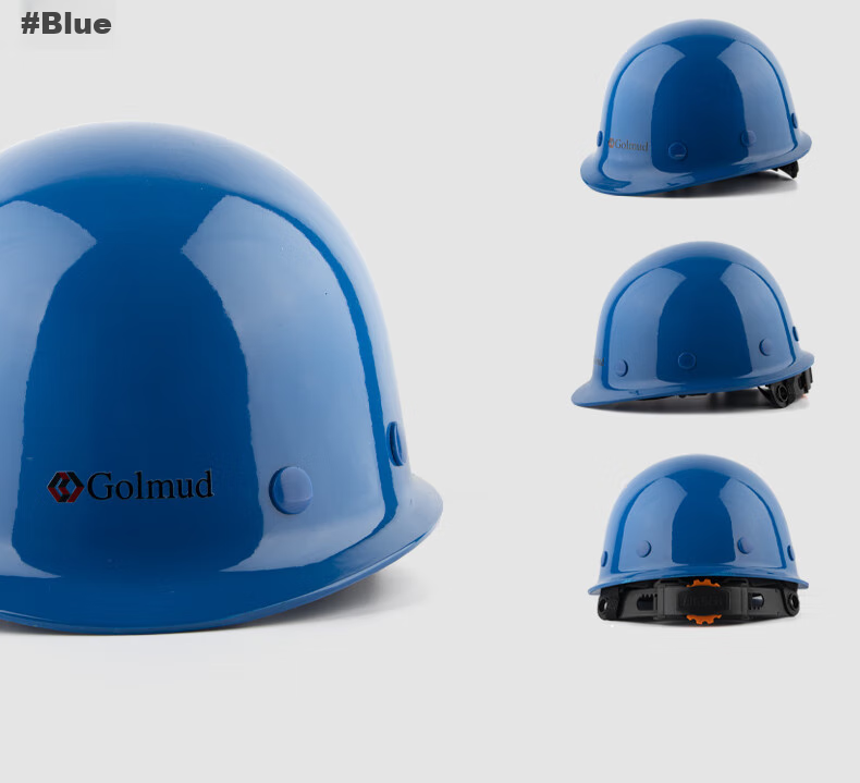 Geermu Safety Helmet, Round Top Hard Hat for Construction Workers, Fiberglass GM737 White 1 Piece Helmet 14