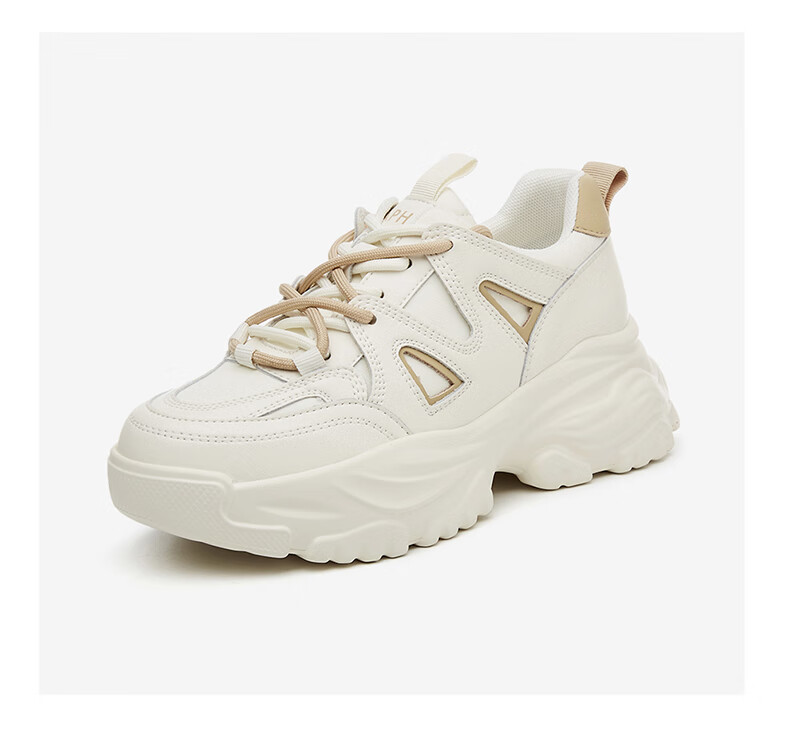 DAPHNE Women's Dad Shoes, Versatile Casual Shoes, Height-Increasing Slimming Low-Top Sneakers, 4623101044, Milk Tea Color, Size 36 20