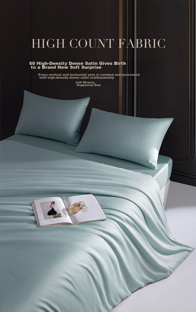Bravo Fuanna Luxury 60S Tencel Fitted Sheet Four-Piece Set Cotton Bed Sheet Duvet Cover Double 230*229cm 7