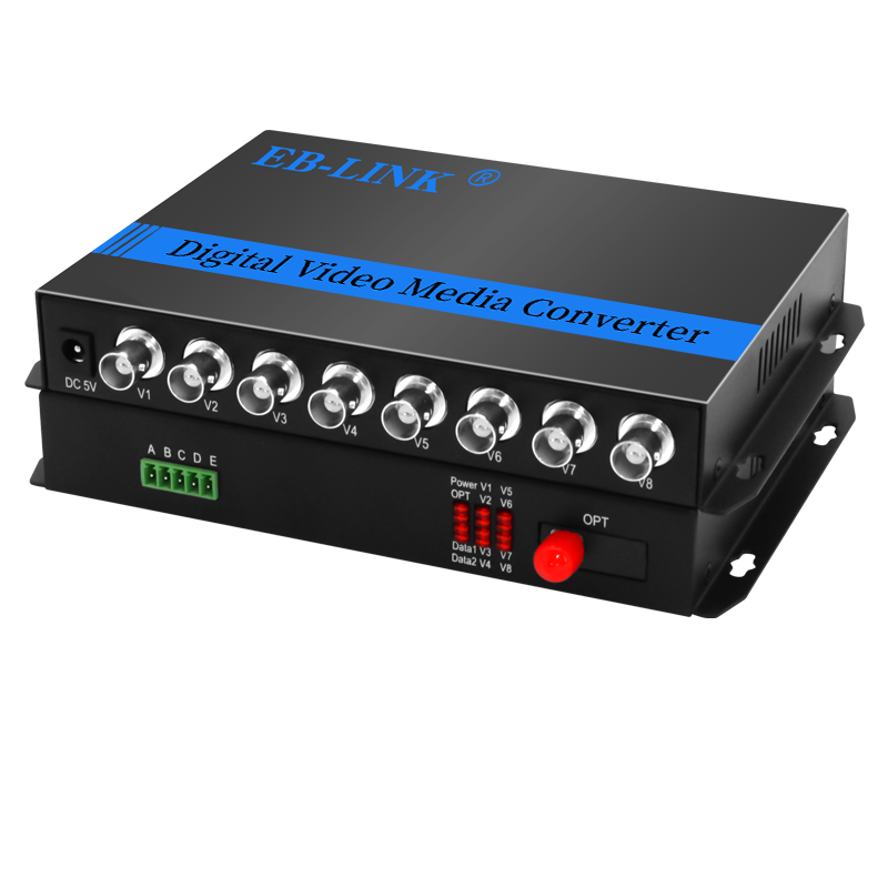 EB-LINK EB-RS Video Optical Terminal, 8-Channel Pure Video Digital Analog HD Monitoring, Fiber Optic Extender, Single-Mode Single-Core FC Interface