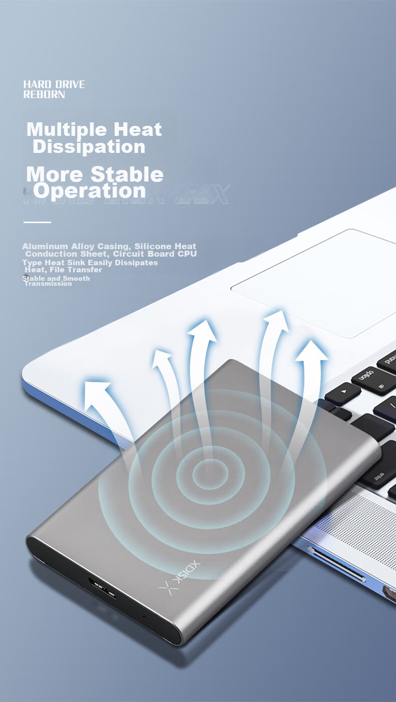Xiaopan (XDISK) 1TB USB3.0 Metal Portable Hard Drive X Series 2.5-Inch Space Gray Ultra-Thin High-Speed Portable Stylish Model File Data Backup Storage Stable And Durable 5
