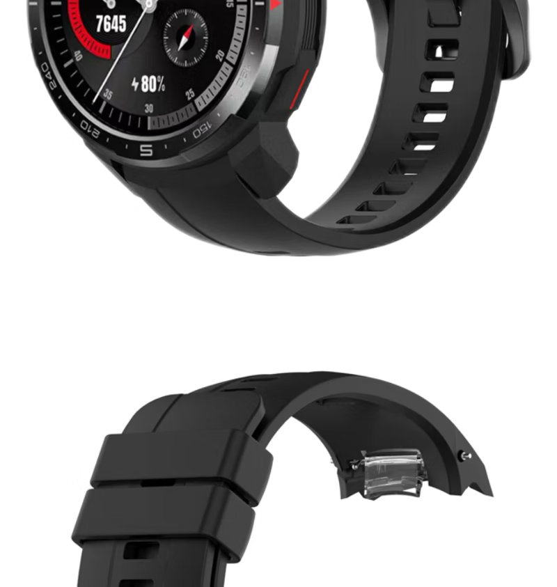 MAIKUQI Compatible with Honor GS Pro Smartwatch, Black Liquid Silicone Strap, 46mm Dial, Universal 22mm Band 2