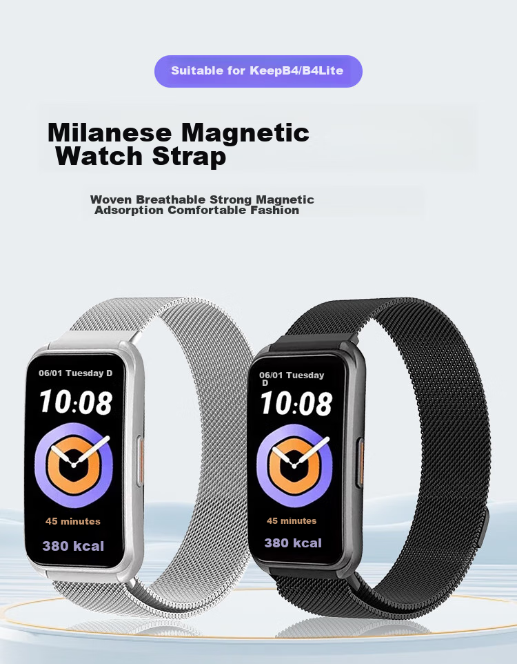 ESCASE Stainless Steel Magnetic Watch Strap Compatible with KeepB4B4Lite Watch, 16mm Universal Milanese Loop, Quick Release, Anti-Slip, Breathable, Suitable for Men And Wome 1