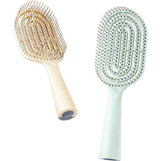 MINISO Comb with Long Handle, Bone Comb, Hair Styling Comb, Gift for Women, with Cleaning Brush, Gree