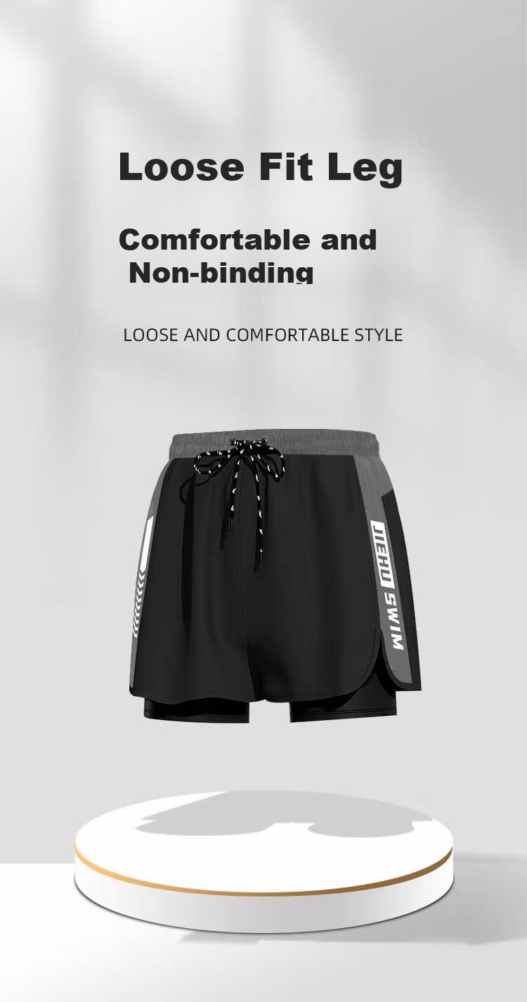 Jiehu Men's Swim Trunks Set, Youth Anti-Embarrassment Swimwear for Hot Springs, Surfing And Diving, Dual-Use Swimming Gear 5