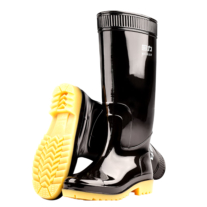 Huili Men's Tall Rain Boots, Outdoor Waterproof Non-Slip Rubber Shoes, Wear-Resistant Fishing Car Washing Rain Boots, Overshoes, 827 Black High Top Size 43