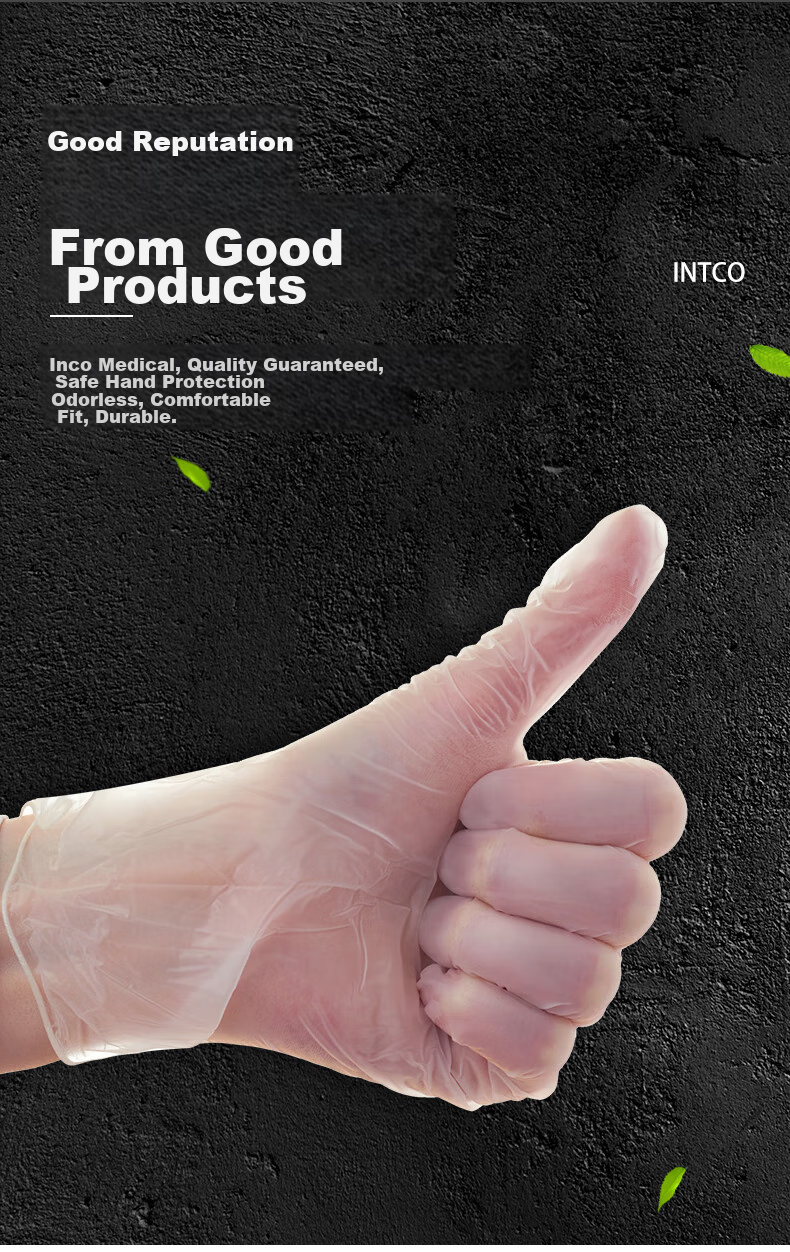 INTCO Disposable PVC Gloves, Household Cleaning And Dishwashing Gloves, Thickened And Durable, 100 Pieces/box, XL Size 7