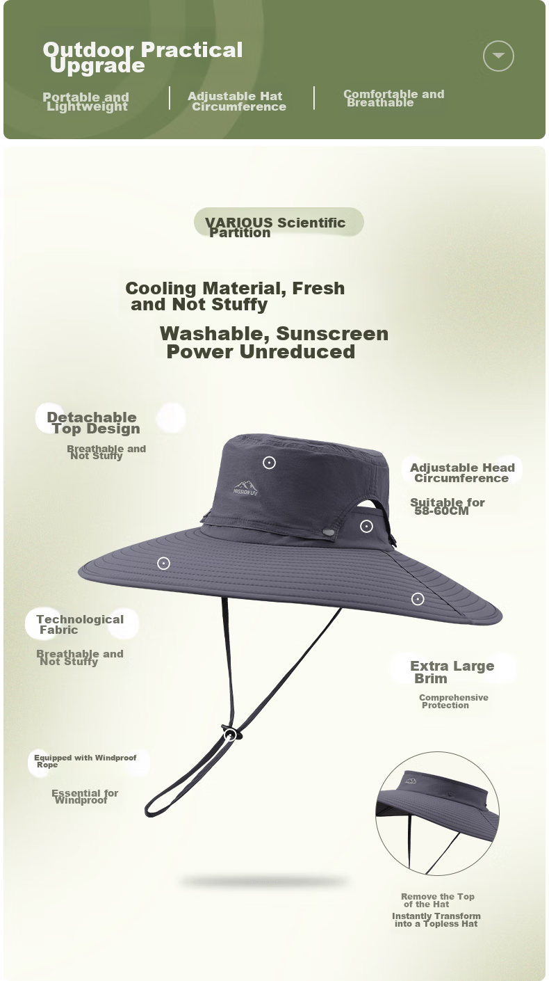 MISSION UV Sun Protection Hat for Men, Sun Visor, Fishing Hat, Hiking Cap, Summer Outdoor UV Protection Hat, Visor Cap 3