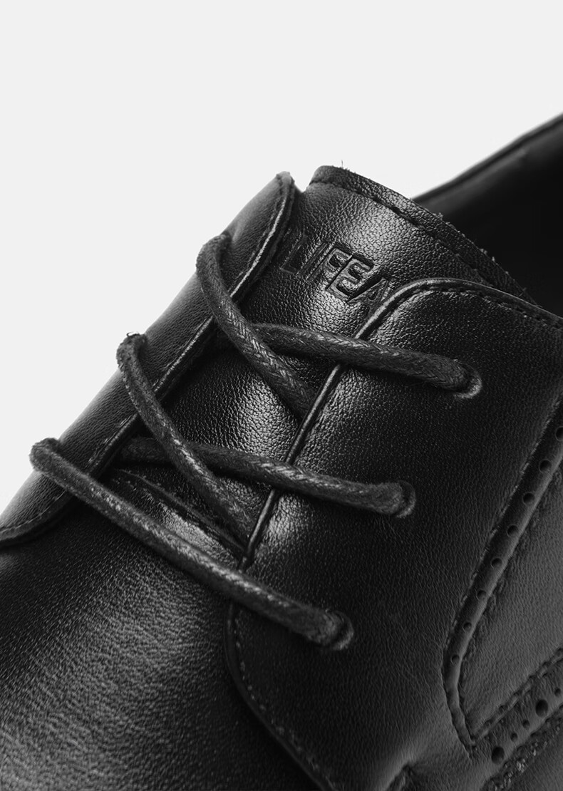 HLA Men's Leather Shoes, Top Grain Cowhide, Lace-Up Formal Business Casual Shoes for Men, T269 Black Size 44 19