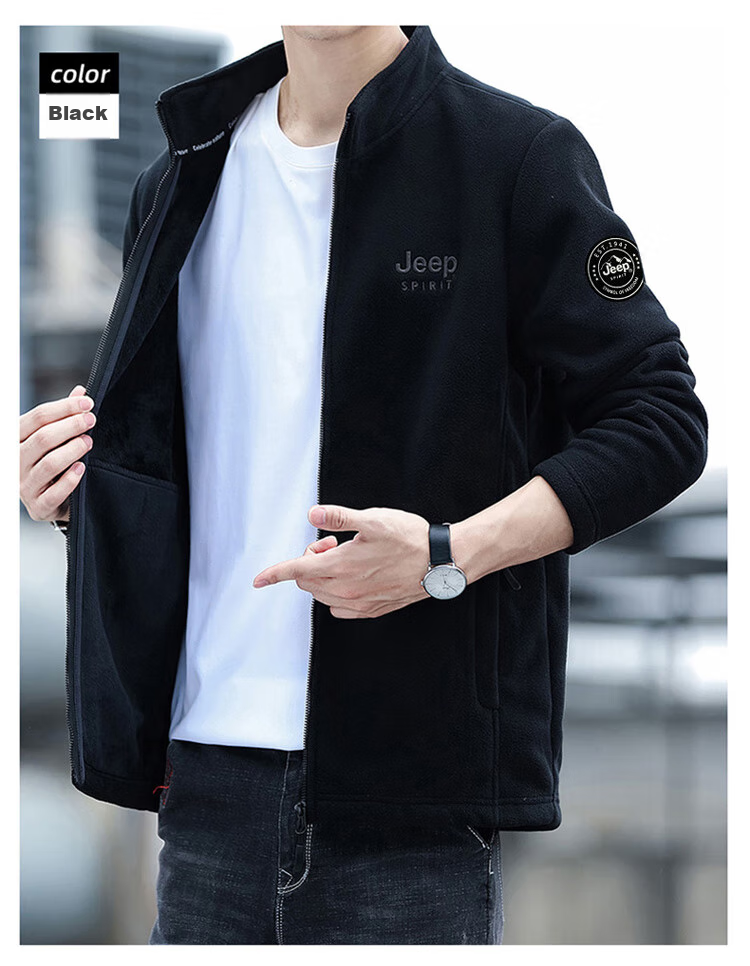 JEEP SPIRIT Men's Jacket, Zip-Up Sweatshirt, Autumn Menswear, Long-Sleeve Loose Casual Trendy Fleece Clothing 14