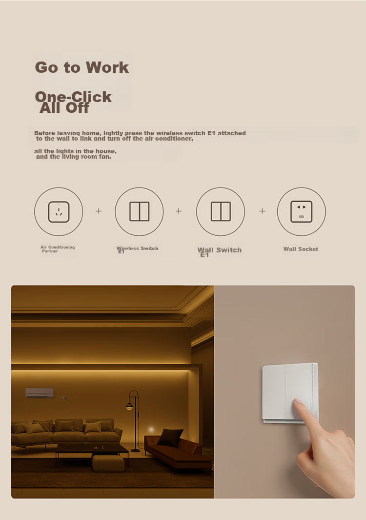 Aqara Wireless Switch E1, Single Button Remote Control Switch, Compatible with Mijia APP/iPhone HomeKit 8