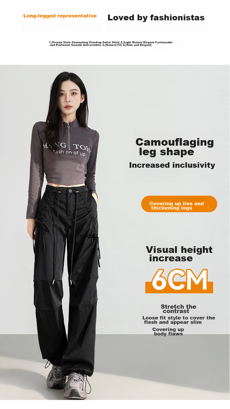 FitonTon Parachute Cargo Pants for Women, Autumn/winter 2025 Hiking Sports Pants, High-Waisted Slimming Two-Way Wide-Leg Casual Pants for Wome 5