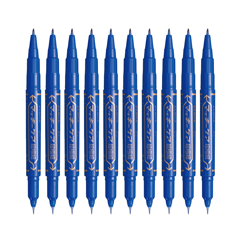 ZEBRA Double-Ended Oil-Based Marker Pen, Refillable Marking Pen, Drawing Outlining Pen YYTH3 Blue 10-Pack
