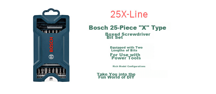 BOSCH Screwdriver Bit Set for Furniture And Appliance Repair, Toy Disassembly, Alloy Steel Material, 25 Pieces "X" Shape Boxed 7