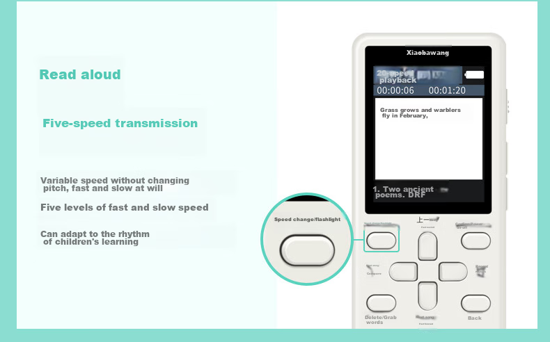 Xiaobawang V1 Learning Device, Intelligent Repeater, English Listening Aid for Primary, Middle And High School Students, Synchronized Reading Pen, Portable Learning Machine 3