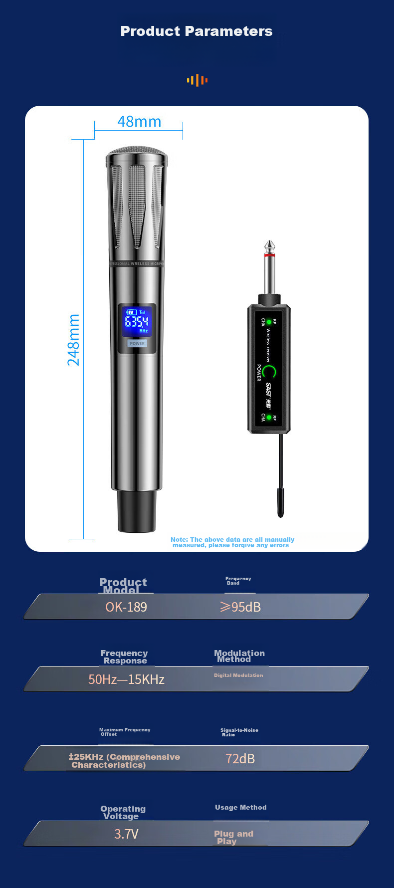 SAST Ok-189 Dual Wireless Microphones for Outdoor Square Dancing, Public Speaking, Conference Hosting, Home Karaoke, Versatile Microphones 14