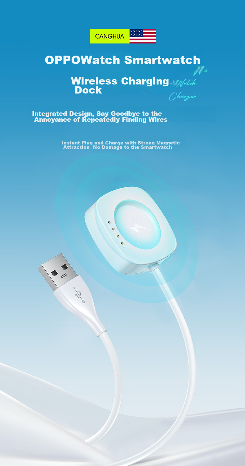 CangHua Compatible with OPPO Watch Charger, Suitable for WatchX3/X2/X2mini/watch4Pro/4/3/3Pro/2/SE OnePlus Watch 2 Charging Cable, Magnetic Fast Charging Dock 2