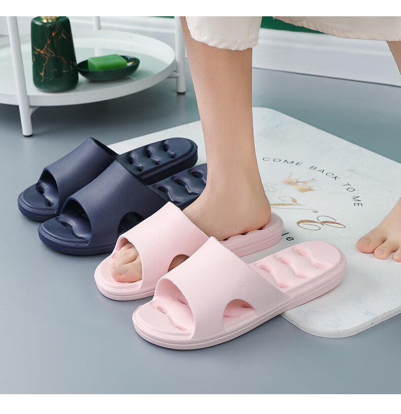 GUOLUOFEI [Size Adjustment] Bathroom Slippers for Men And Women, Summer Indoor Hollow Water-Evaporating EVA Sandals, Navy Blue, Size 41-42 14