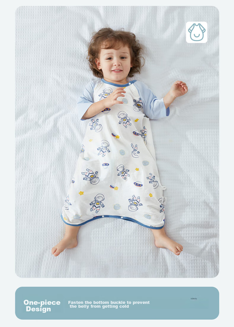 Beitaisi Baby Sleeping Bag, Summer Thin Style, Children's Cotton Nightgown, Home Air Conditioning Anti-Kick Blanket, Integrated Pajamas, Bella, Size 73 10