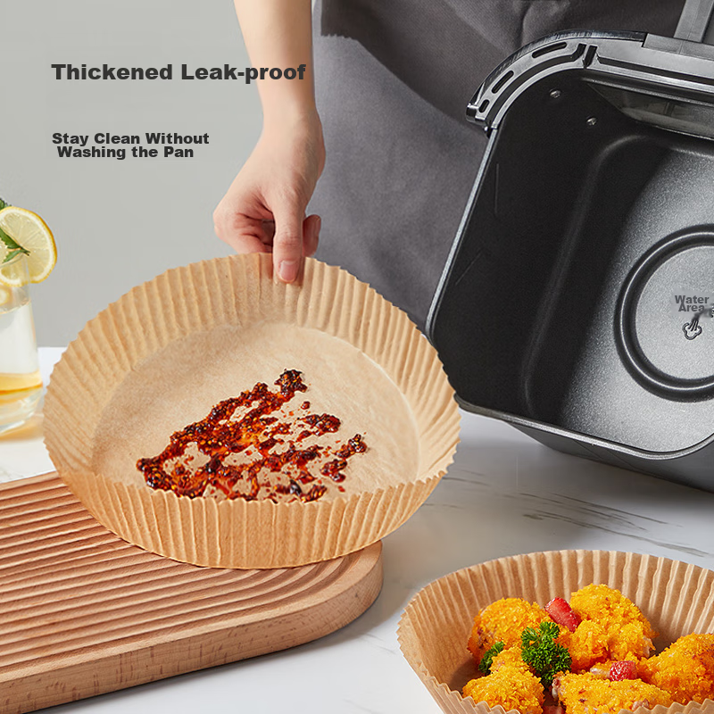 Chuidahuang Air Fryer Paper Liners, Silicone Oil Paper Trays for Air Fryers, Round Household Baking Paper Liners, 20cm, 50 Sheets