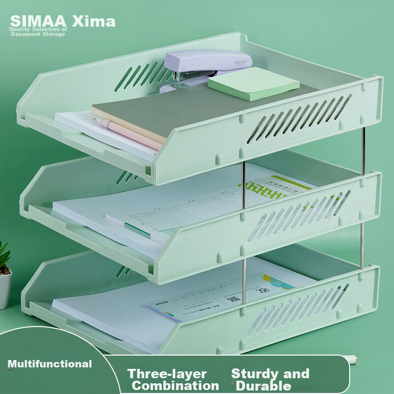 SIMAA Органайзер для документов, лоток для бумаг, 3 яруса, зеленый (Matcha Green)