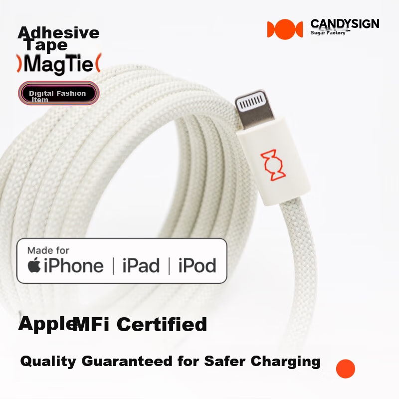 Кабель CANDYSIGN MagTie, USB C-C, 60W, 3A, 1.6м, белый