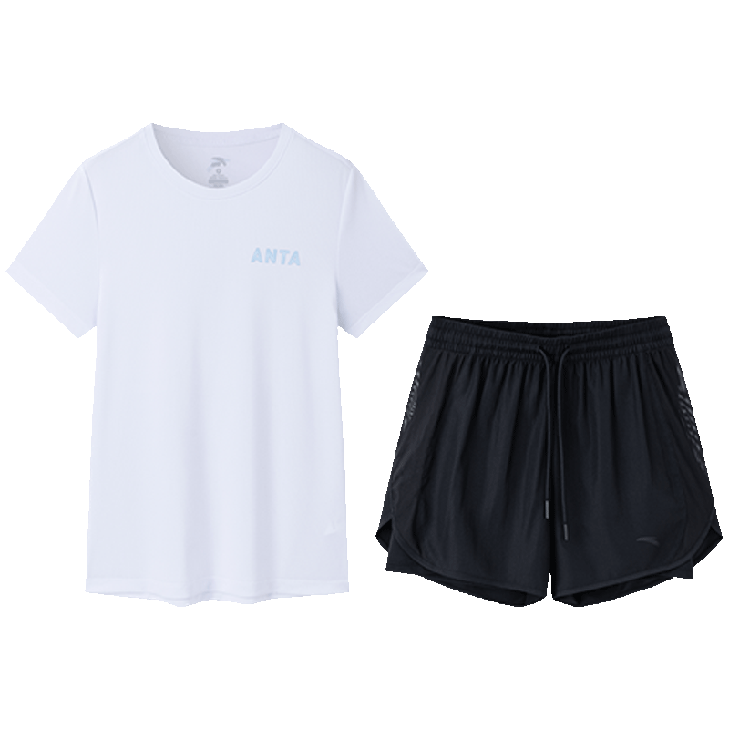 Anta Quick-Dry Sports Set | Women's Summer New Breathable Short Sleeve and Shorts Badminton Two-Piece Set with Anti-Exposure Design