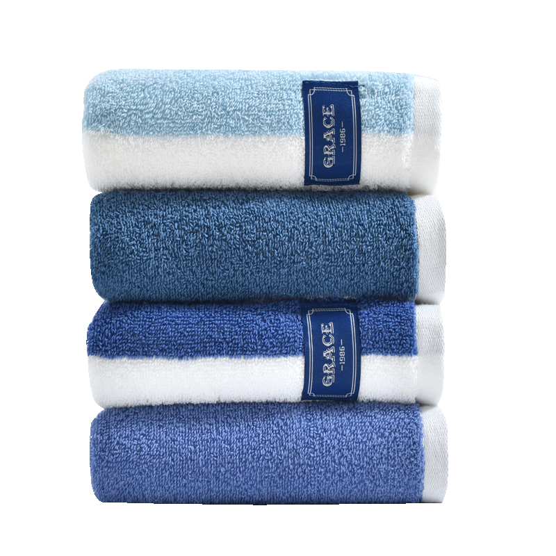 Grace Towel And Home Textile, Xinjiang Cotton Blue Striped Thick Soft Highly Absorbent Face Towels for Washing, Two-Pack Sports