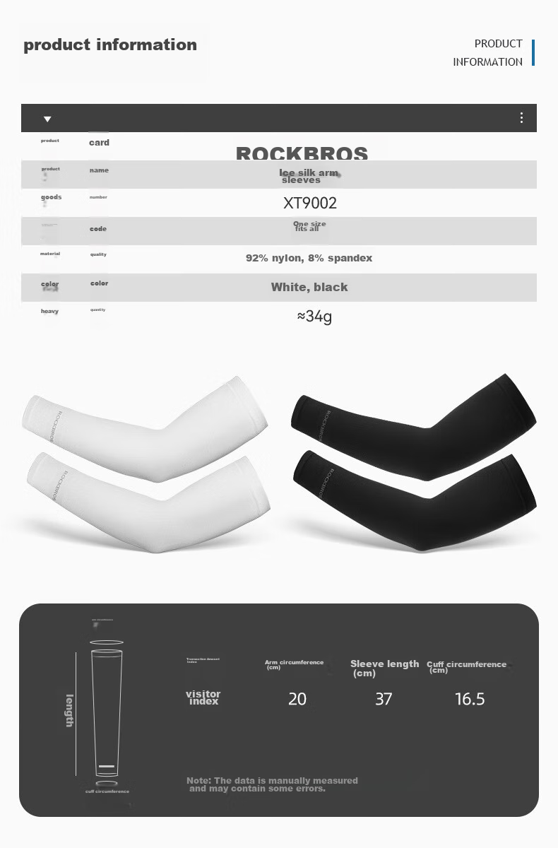 ROCKBROS Summer Ice Silk Arm Sleeves for Men And Women, Breathable Cycling Arm Covers for Driving, Biking And Electric Bikes, White One Size Fits All 2
