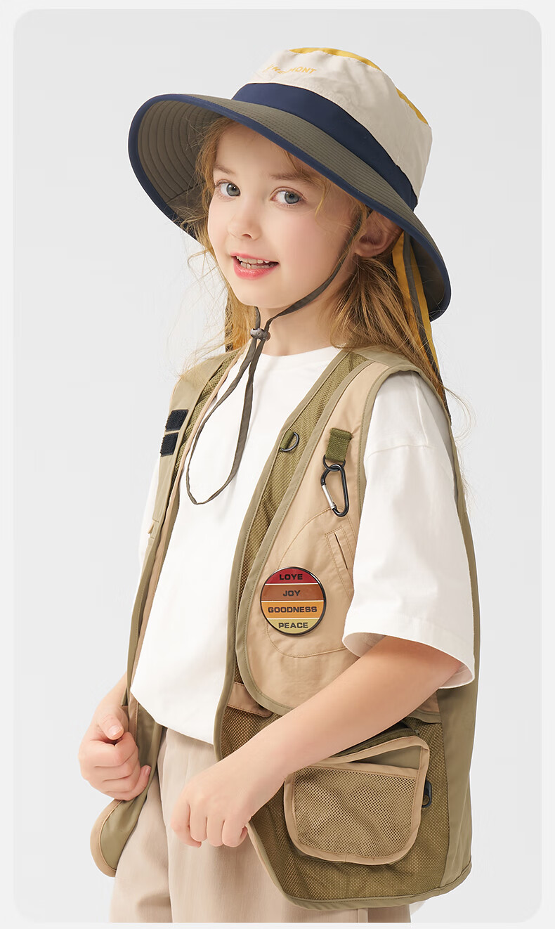 Kenmont Spring And Summer Children's Foldable Neck Protection Sun Hat Shawl Integrated UV-Resistant Quick-Dry Fisherman Hat 4446 8