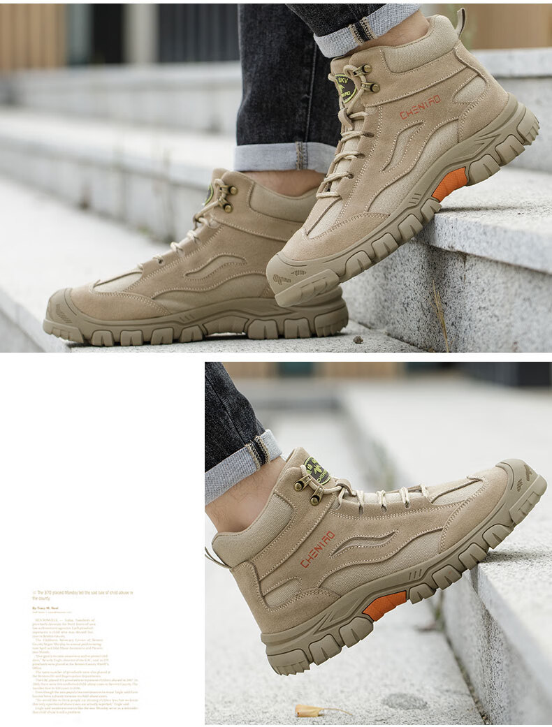 Chichengniao Safety Shoes for Men, Anti-Smashing And Puncture-Resistant Insulated Shoes with Plastic Toe Cap, Lightweight And Wear-Resistant Soft Sole, Breathable Summer Work Safety Shoes [High-Top Protection] Anti-Smashing And Puncture-Resistant - 2373 Sand Color Size 36 17