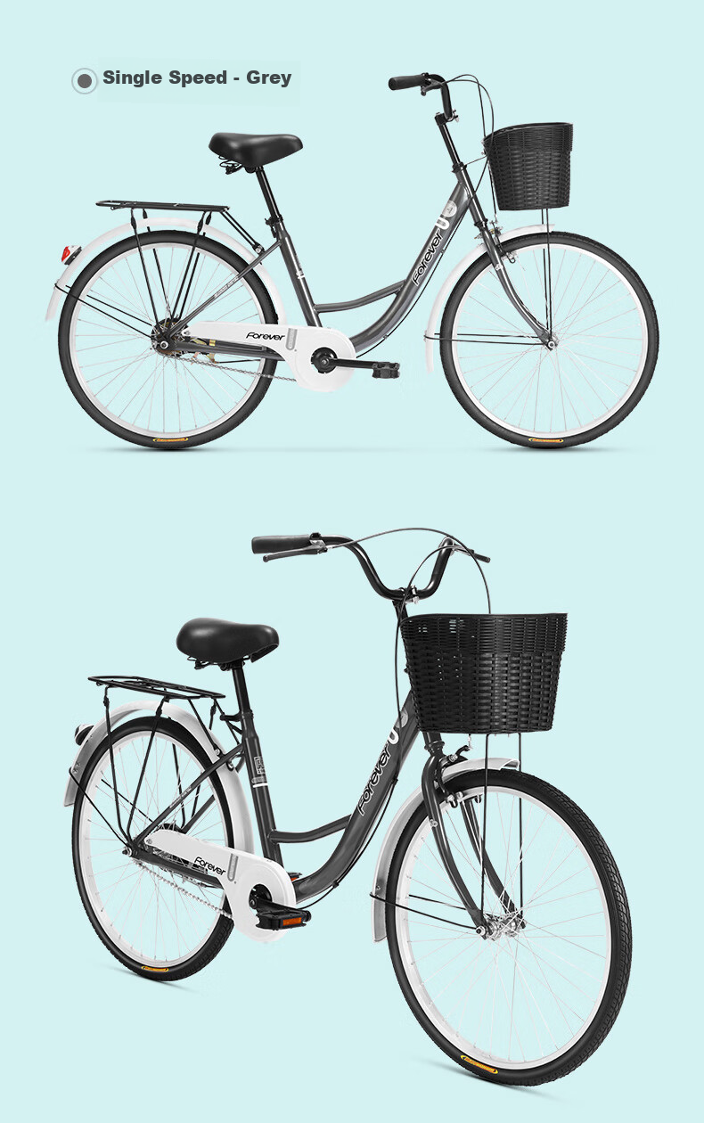 FOREVER City Commuter Bicycle, 26-Inch Solid Tire, for Adults, Men And Women, Children, Grocery Shopping, Commuting, Leisure City Bike, Black 13