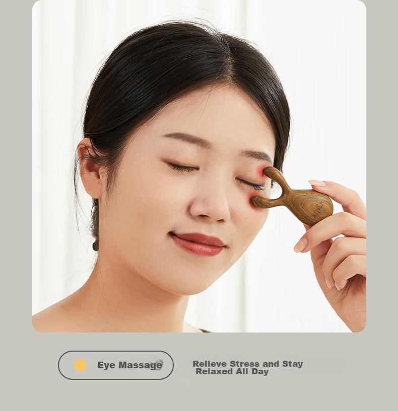Chuxin Natural Ebony Wood Eye Massager, Creative Deer Antler Nose Beauty Device, Facial Meridian Acupoint Massage Tool 13