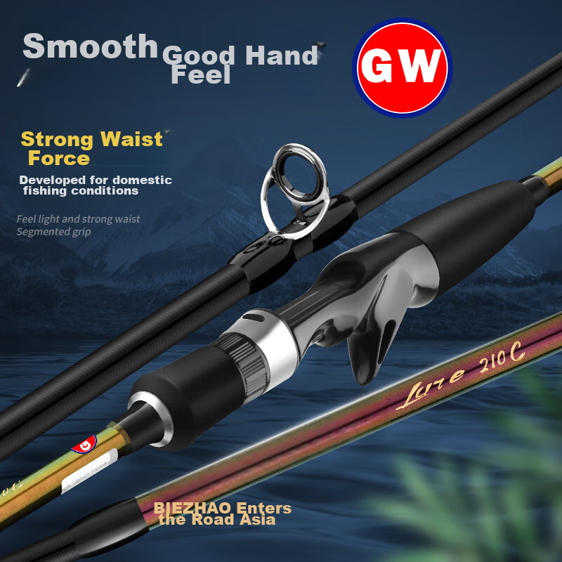 GW Fishing Rod, Biezhaoluya Rod, 2.4 Meters Straight Handle, M Action, for Black Lure Fishing, Suitable for Both Freshwater And Saltwater Fishing