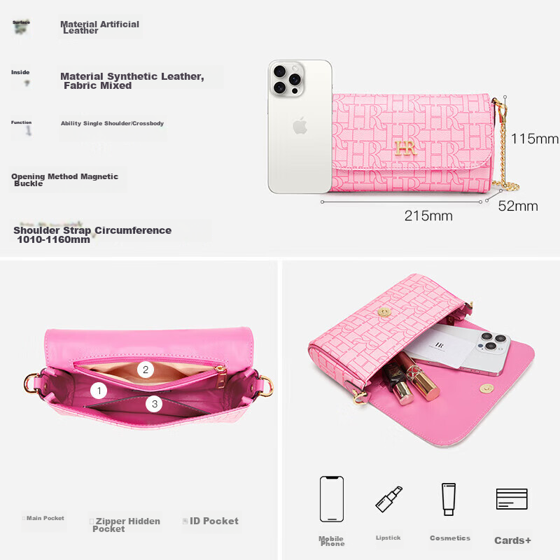 HR Handbag, Women's Crossbody Bag, Small Chain Bag, Shoulder Bag, Birthday Gift for Girlfriend
