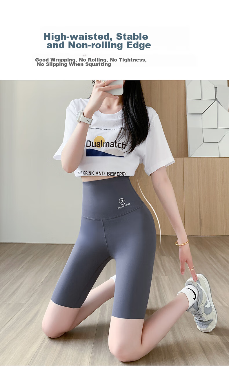 LangSha Five-Point Shark Shorts for Women, Sports Cycling Yoga Pants, Summer Anti-Chafing Slim-Fit Safety Shorts for Outdoor Wear 5