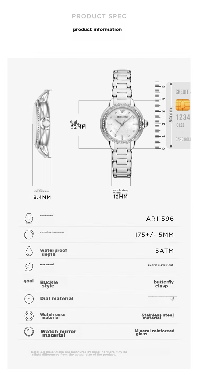 EMPORIO ARMANI Women's Watch, White Moonlight Series, Elegant Mother-Of Quartz Watch, Birthday Gift for Girlfriend, AR11596 3