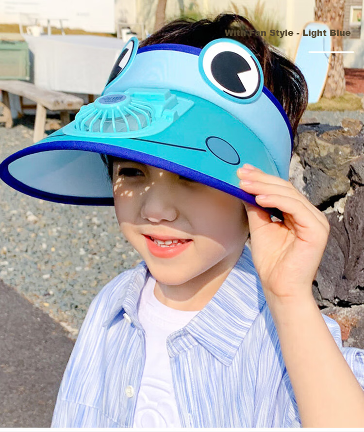 GLO-STORY Solar Fan Hat, Children's Sun Protection Cap, Outdoor Beach UV-Resistant Sun Hat 25