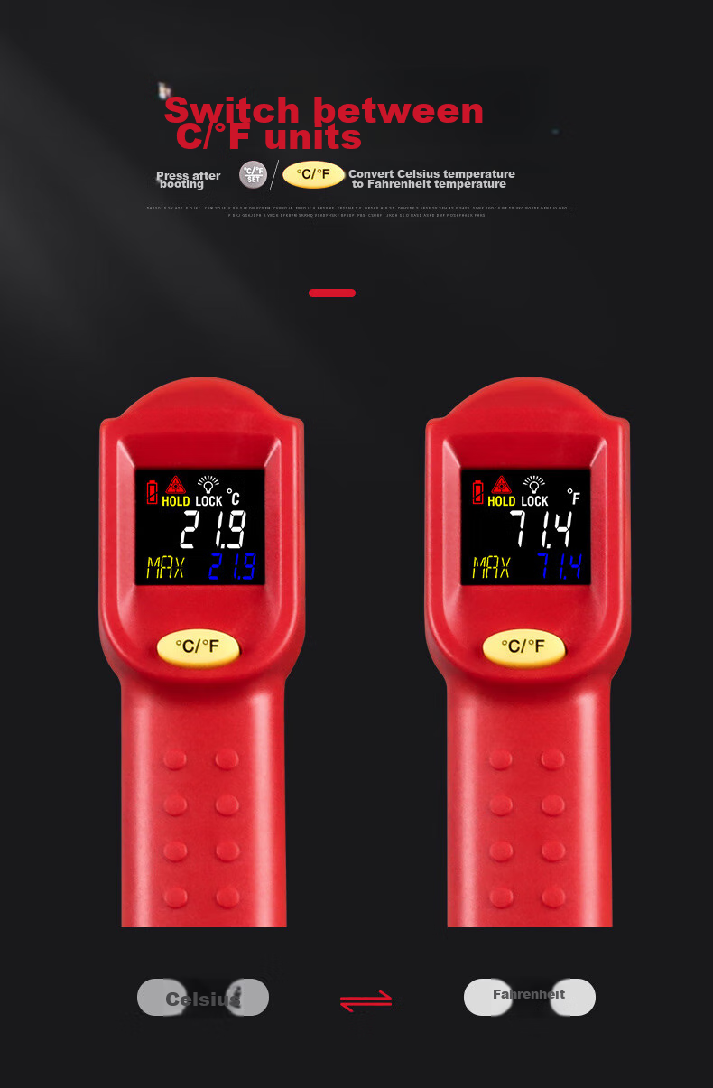 DELIXI ELECTRIC Infrared Thermometer, High-Precision Temperature Gun with Color Screen Display, Handheld Industrial-Grade Thermometer, Multi-Point Temperature Measurement 18